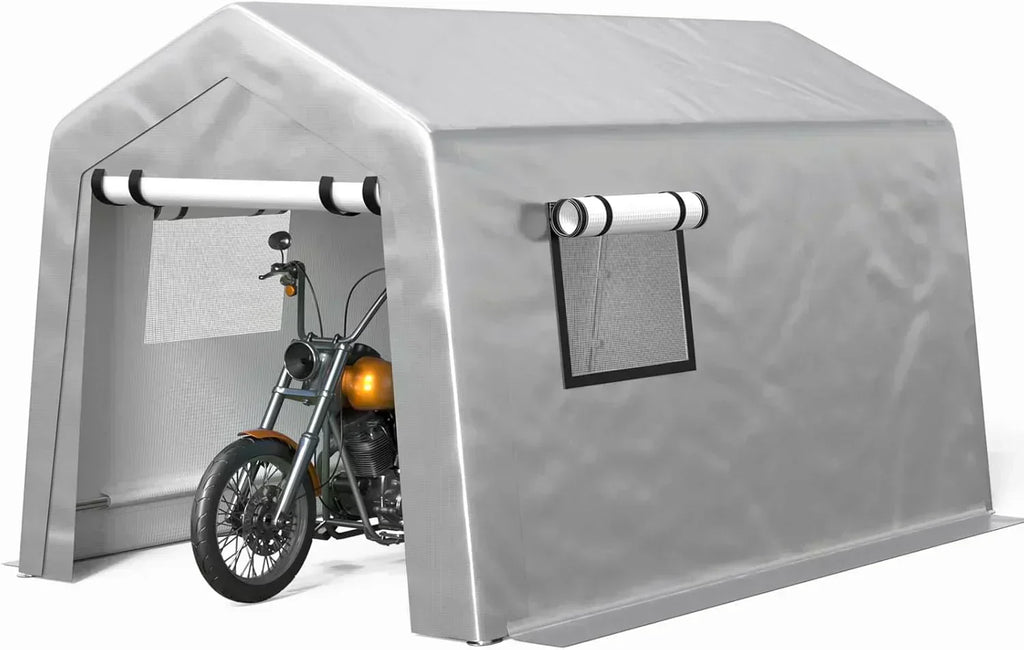 6x8 ft Heavy Duty Carport Tent Portable Garage Removable Side Walls Four Seasons Tarpaulin