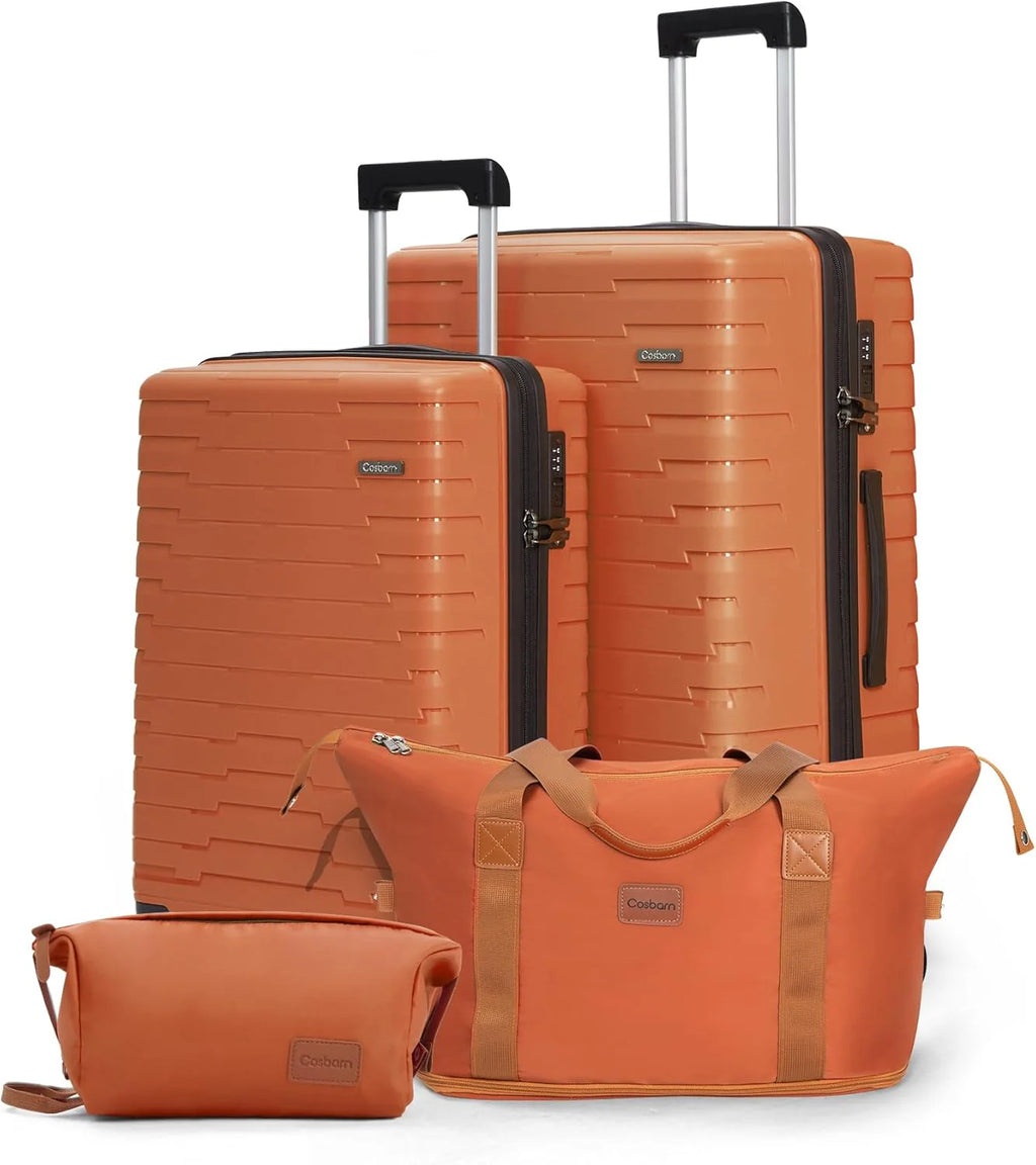 5-piece luggage set with wheels, ABS hardshell suitcase with spinner wheels