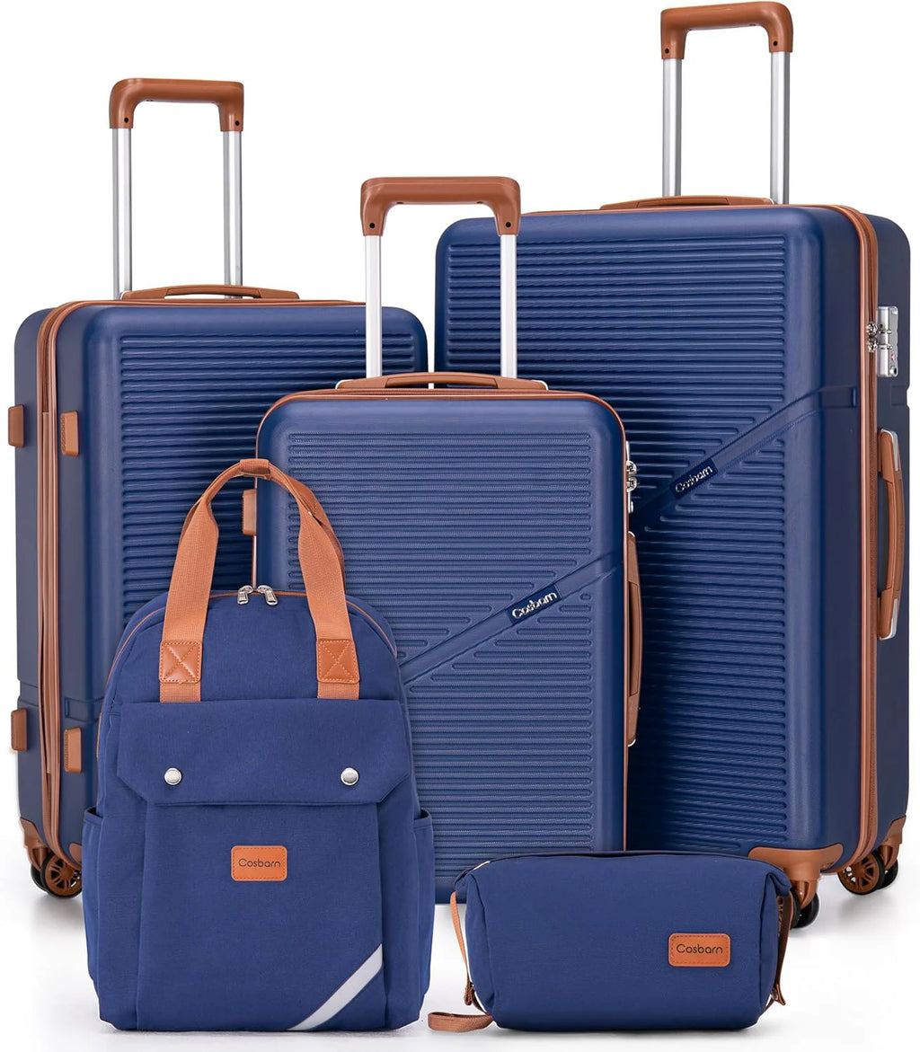 5-Piece Luggage Set with Spinner Wheels, Hard-Shell ABS Luggage Set with Tsa Lock, Lightweight Hard-Shell Waterproof Travel Case, Unisex, Gray