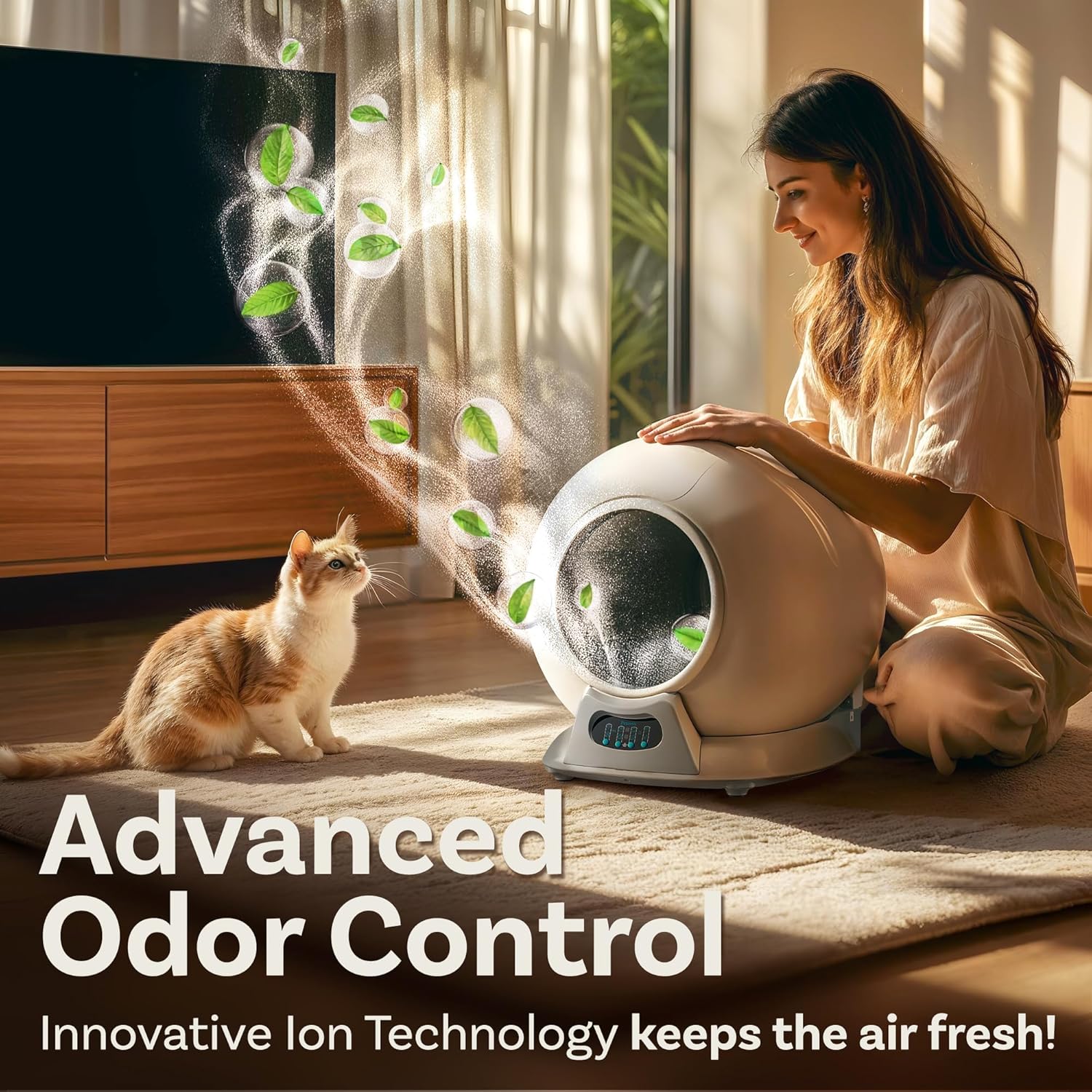 Self Cleaning Litter Box with Auto Safety Sensors for Multiple Cats - Automatic Cat Litter Box Self-Cleaning - Covered Odor Removal with APP Control - Compatible On All WiFi