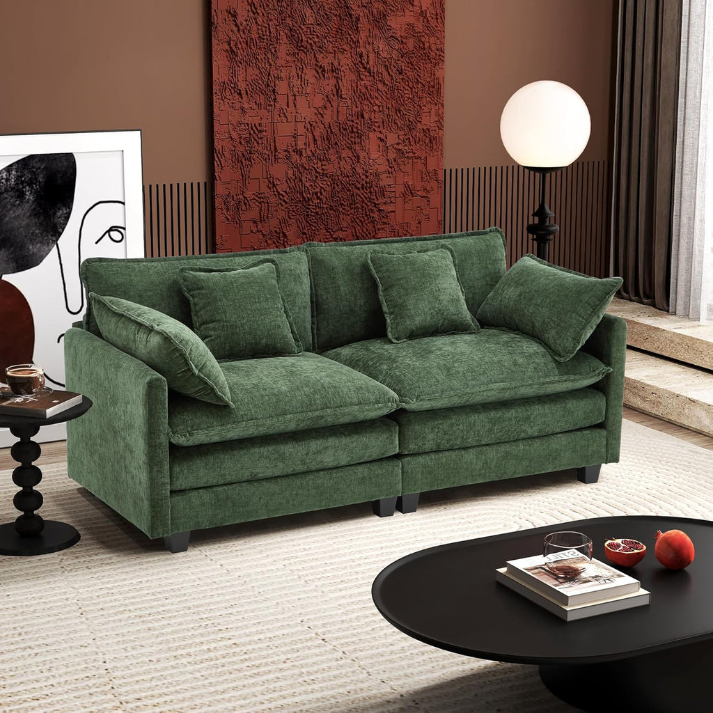 111.4 Inch L Shaped Modern Sofa Modular Cloud Sofa with Ottoman 4 Seater Chenille Deep Seat Sofa
