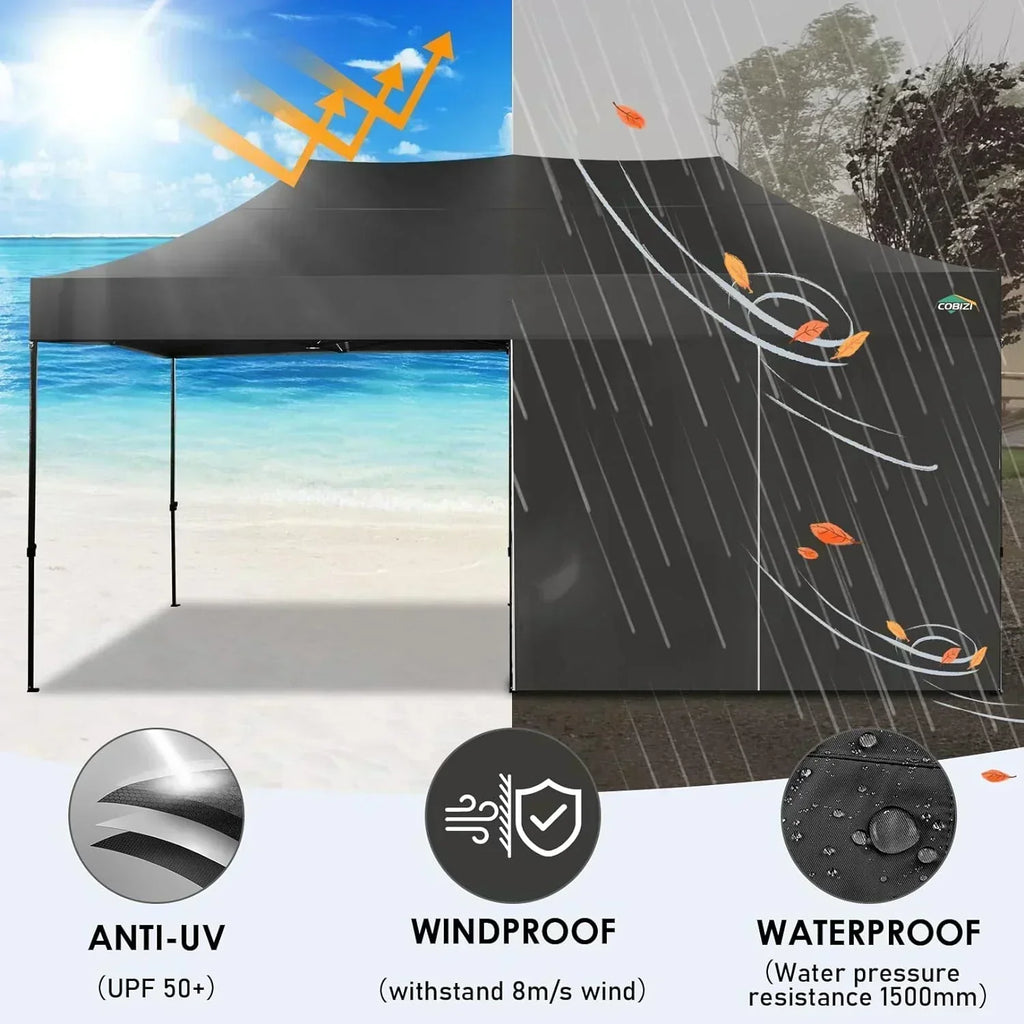 COBIZI 10x20 Heavy Duty Pop up Canopy Tent 6 sidewalls Commercial Canopy Wedding Party Tents