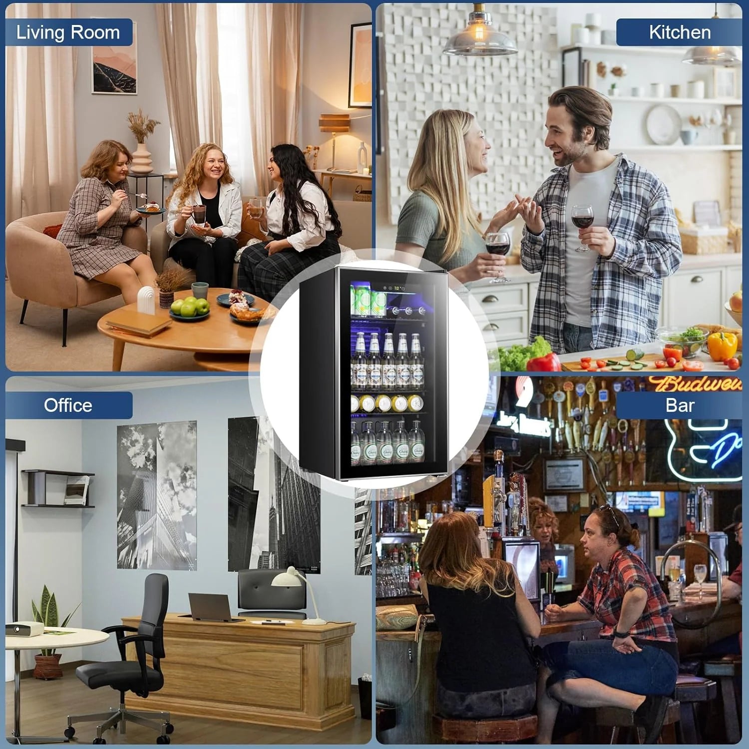 Antarctic Star Beverage Refrigerator Cooler 68 Can, Mini Fridge with Glass Door for Beer Drinks Wine,Freestanding Small Fridge with Electronic Temperature Control for Home and Bar,1.7 cu.ft