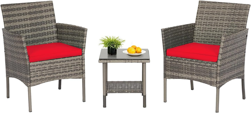 FDW | 4-Piece Patio Furniture Set | Black | Outdoor Wicker Furniture with Coffee Table | Modern Rattan Chairs Conversation Set | Outdoor Seating | Weather-Resistant | for Porch, Garden, Lawn