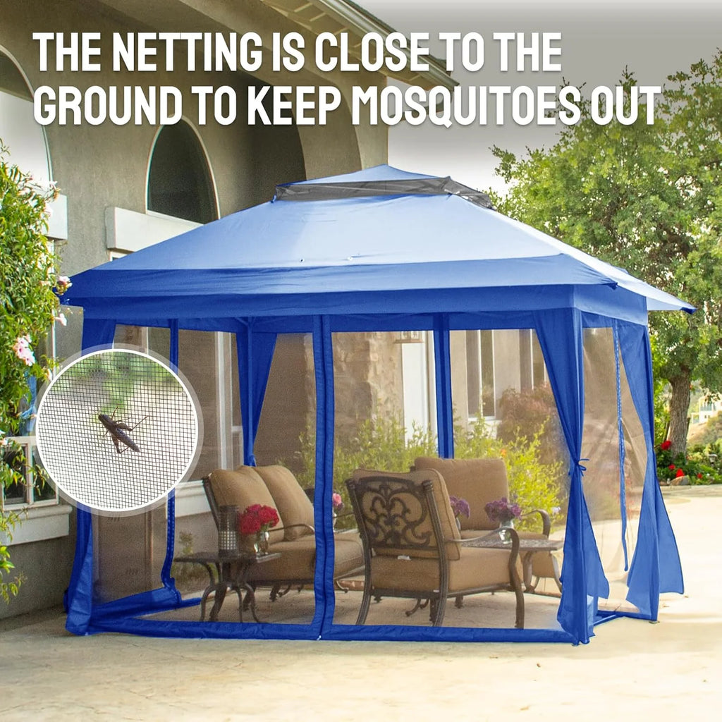 CROWN SHADES 13x13 Pop Up Gazebo, Canopy Tent, Gazebos on Clearance - Outdoor Gazebo for Backyard & Patio Furniture - Carpa Pop Up Tent with Wheeled STO-N-Go Cover Bag (White)