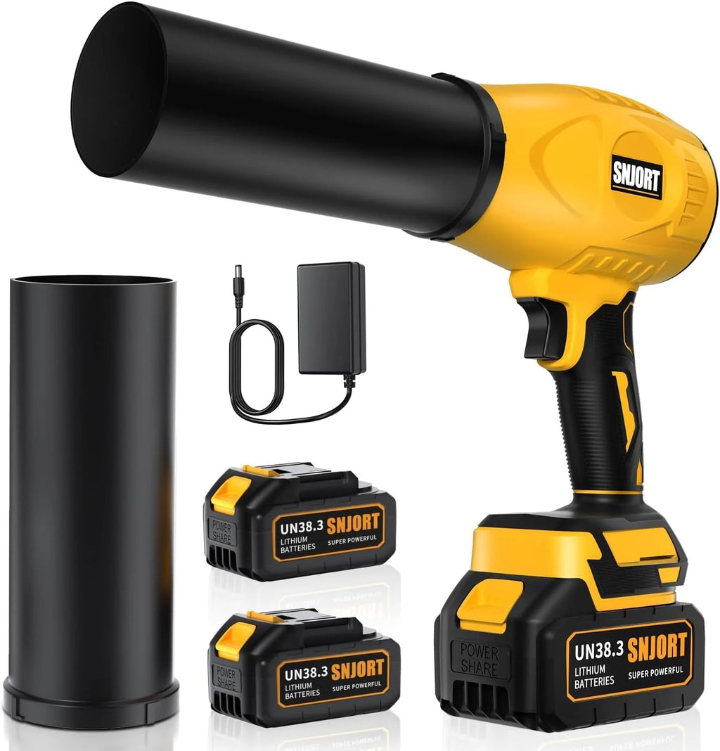 Leaf Blower Cordless with Battery and Charger, 500,000 RPM, Extended Nozzle, Lightweight Handheld Design, Turbo Jet Blower for Patio Cleaning