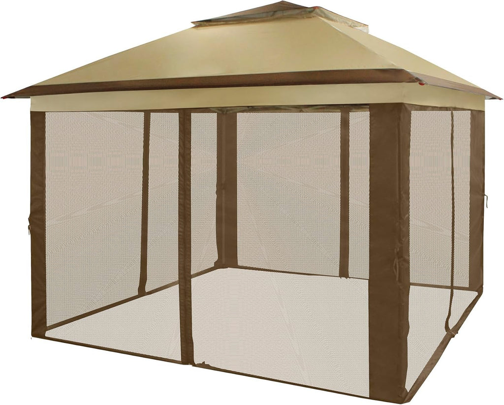 CROWN SHADES 13x13 Pop Up Gazebo, Canopy Tent, Gazebos on Clearance - Outdoor Gazebo for Backyard & Patio Furniture - Carpa Pop Up Tent with Wheeled STO-N-Go Cover Bag (White)
