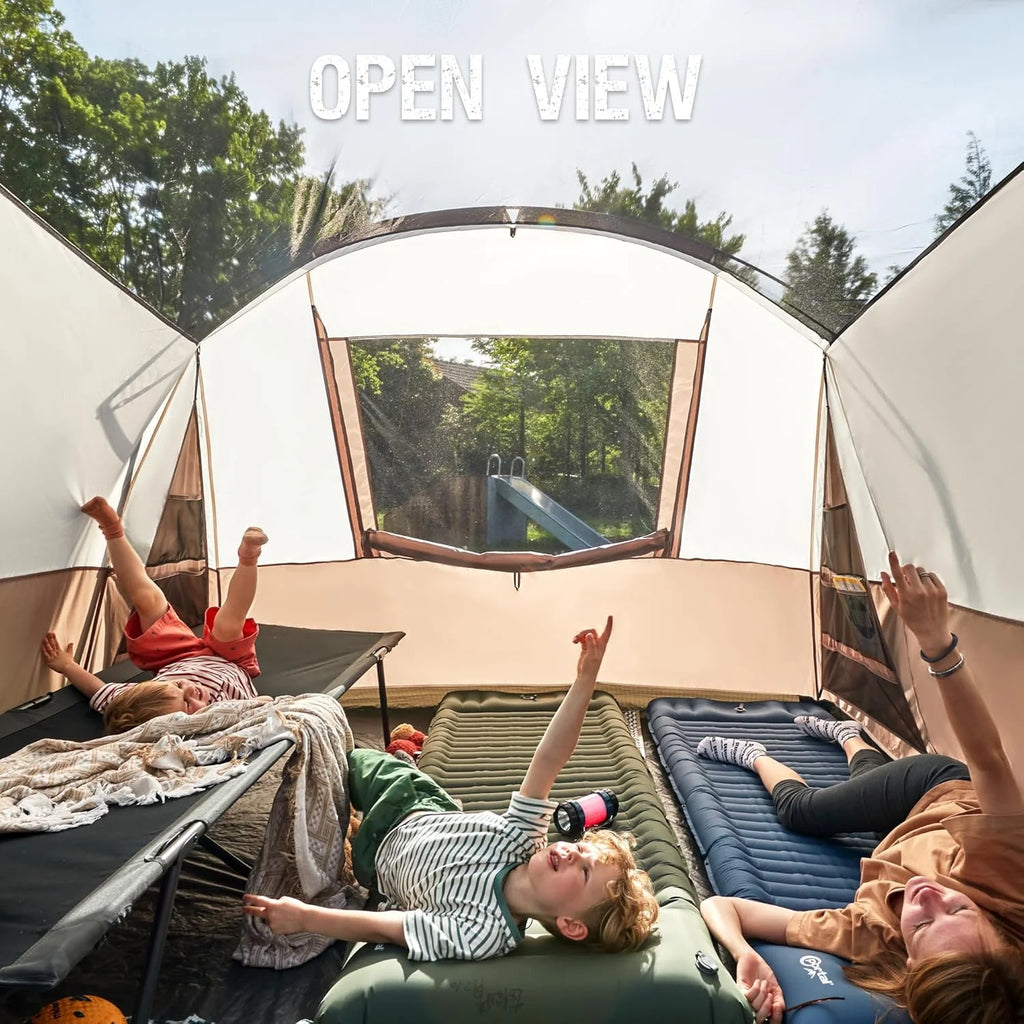 PORTAL 6/8/10 Person Family Camping Tent with Screen Room, Water Resistant Big Tunnel Tent with Rainfly, Large Family Tent for Outdoor Camping, Party